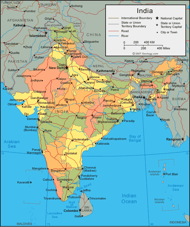 karte von Indien