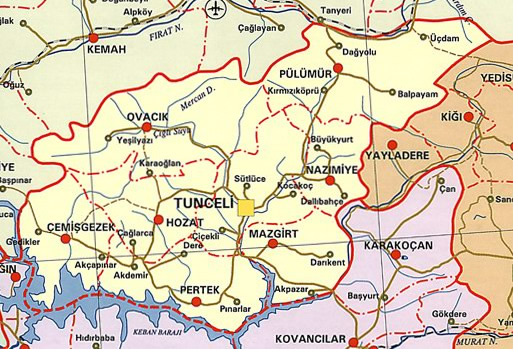 Mazgirt Karte, Tunceli