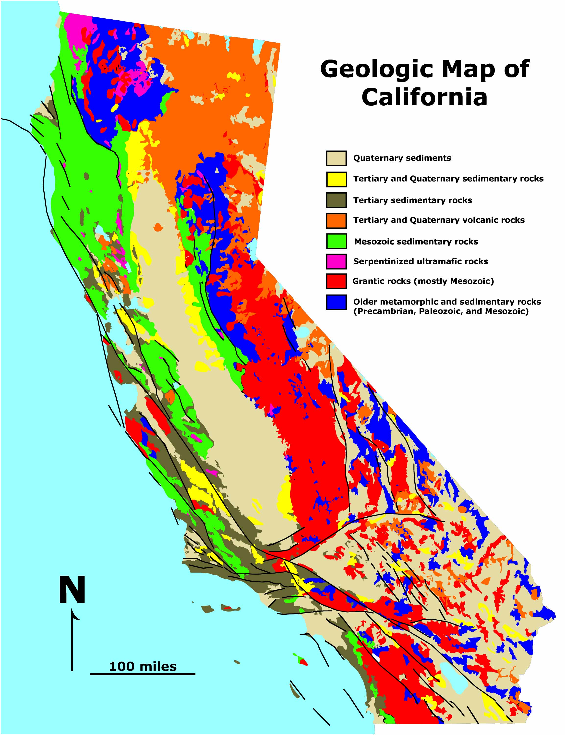 Geologische Karte von Kalifornien