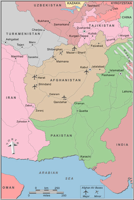 Afghanistan politisch Map