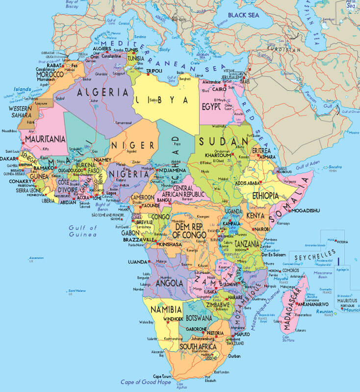 afrika politisch karte