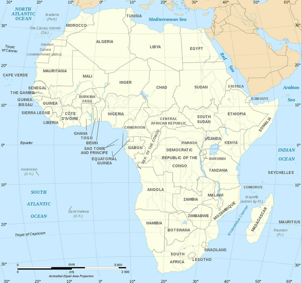 afrikan kontinent lander politisch karte
