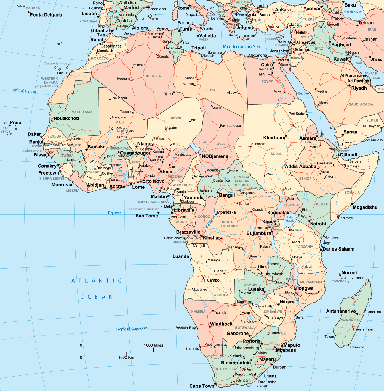 gros afrika politisch karte
