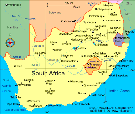 karte von sudafrika