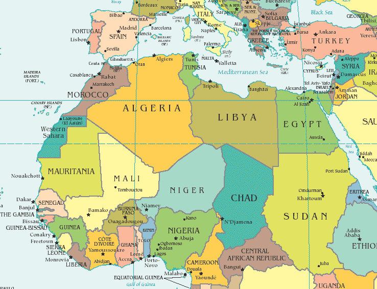 nordlich afrika karte