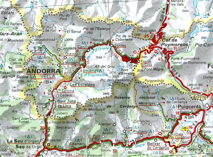 Andorra stadte strase Map
