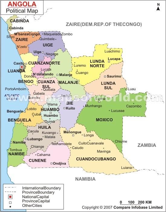 Angola regionen Map