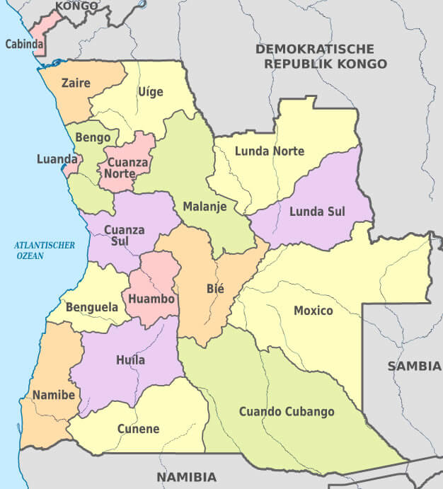 Angola provinzen Map