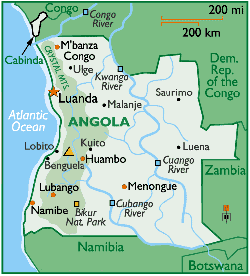 Angola stadte Map