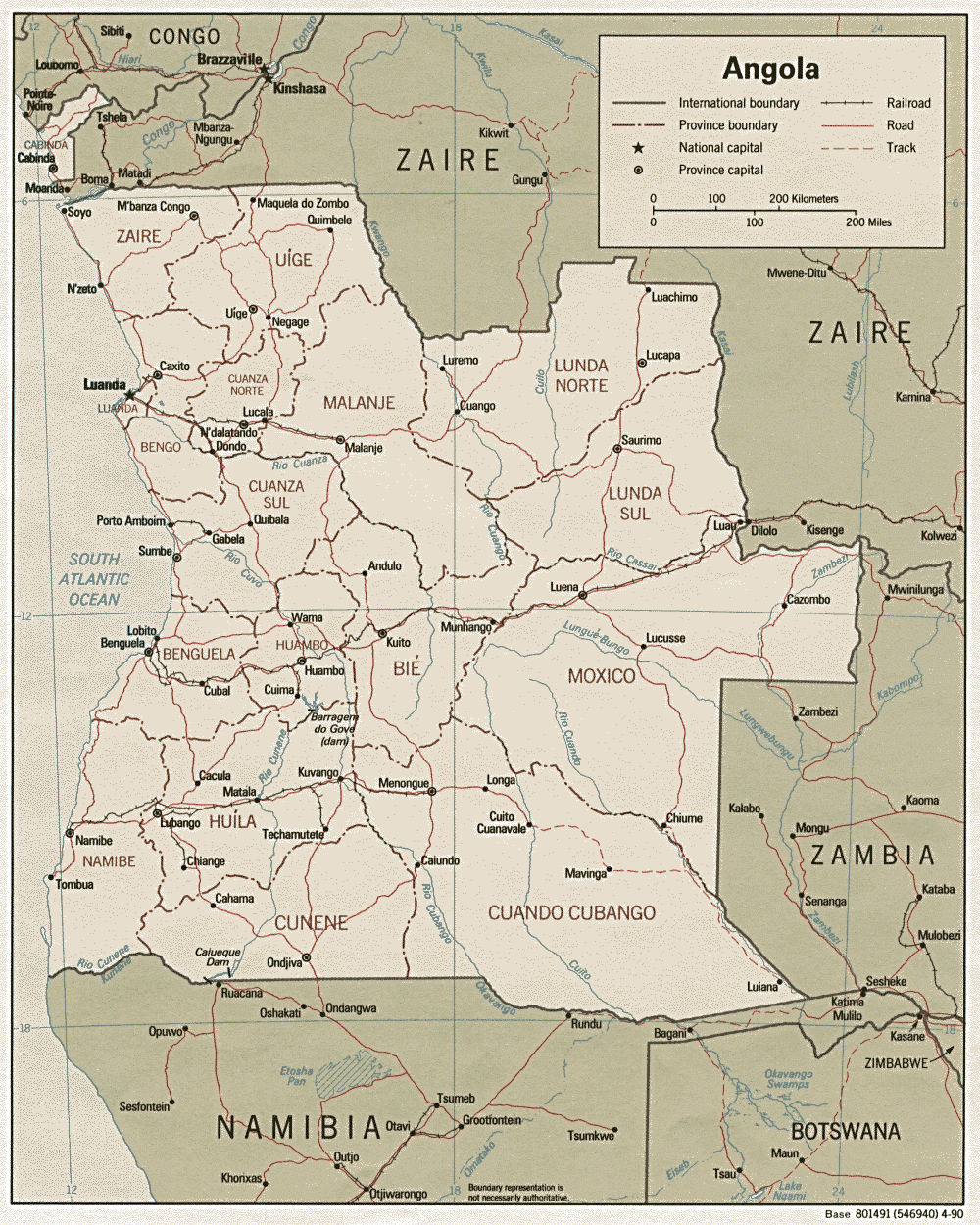 Angola strase Map