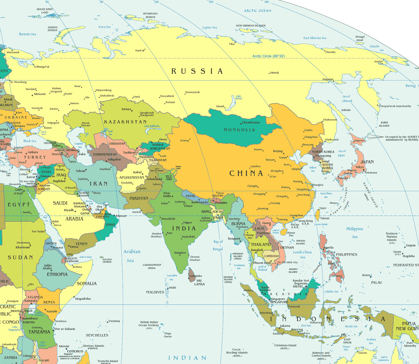Asien Politisch Karte