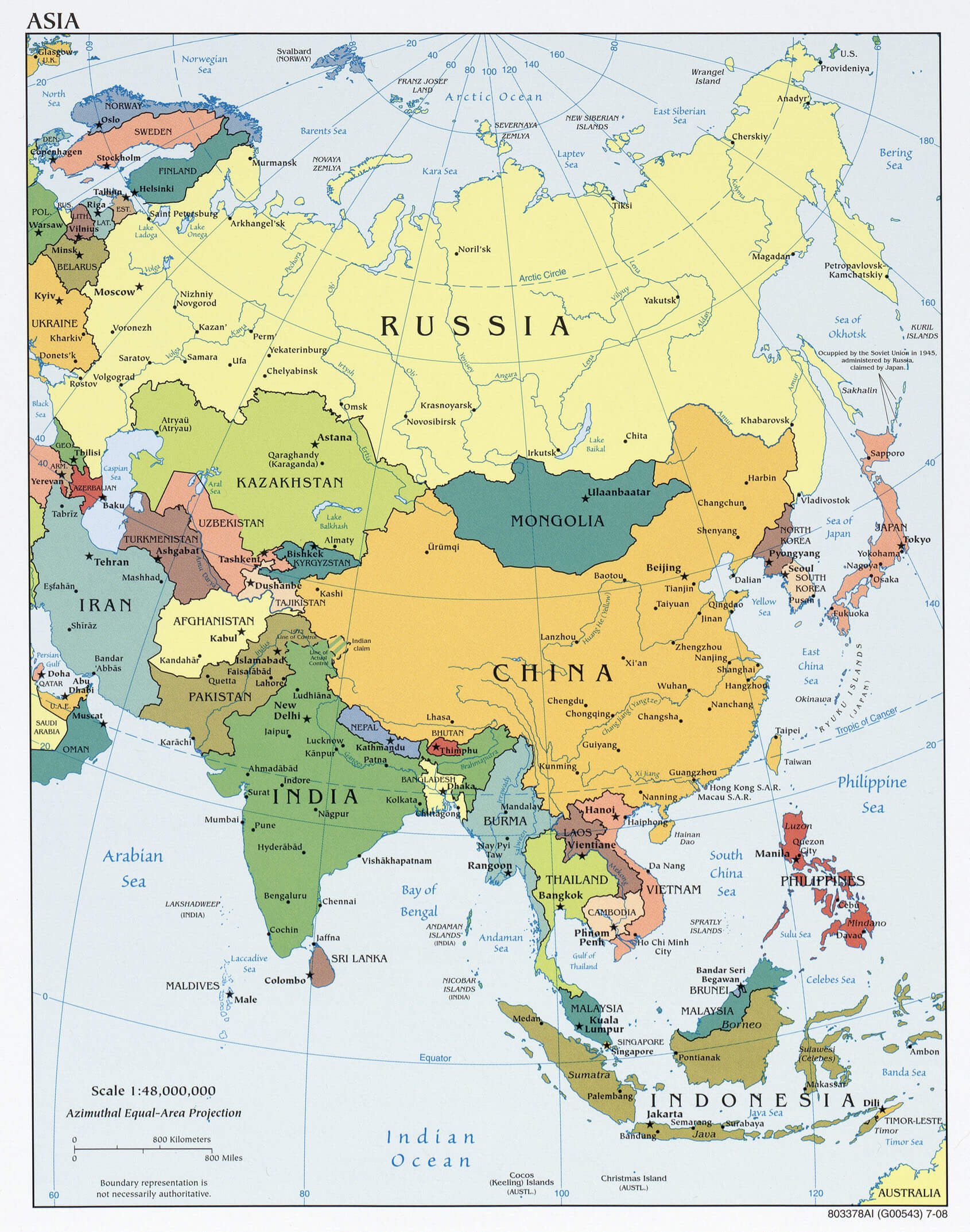 asien politisch karte 2008