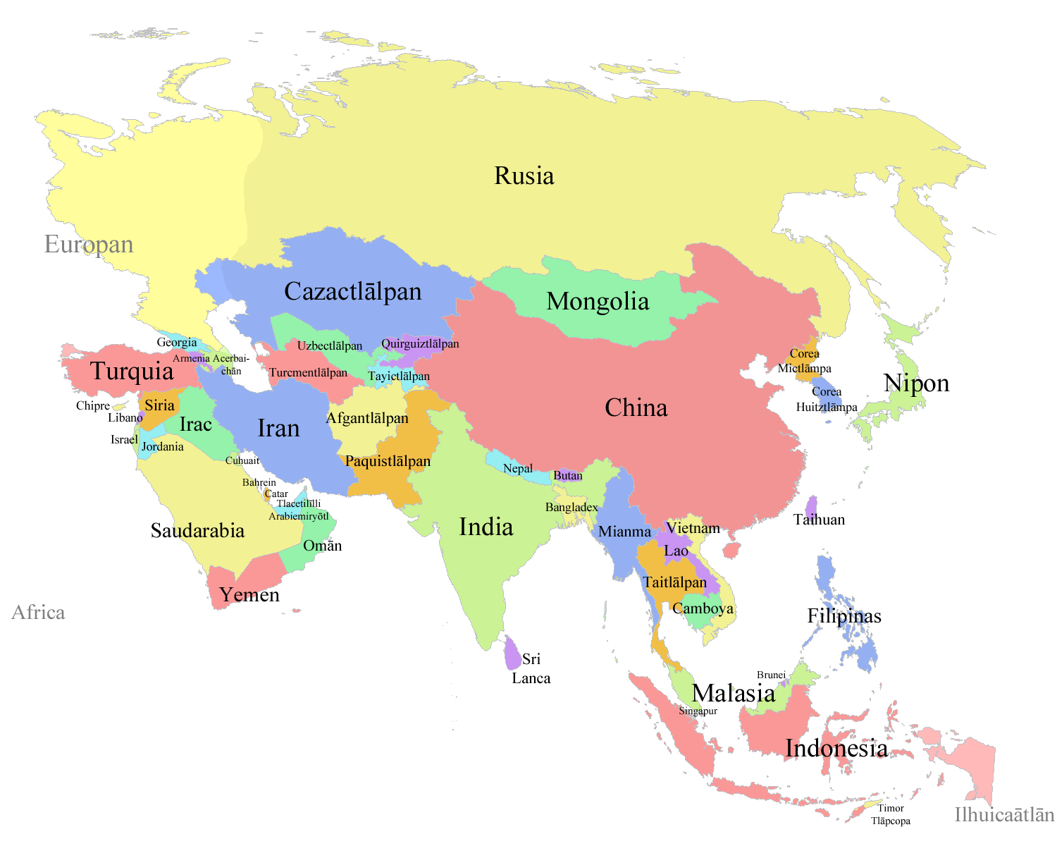 politisch karte von asien