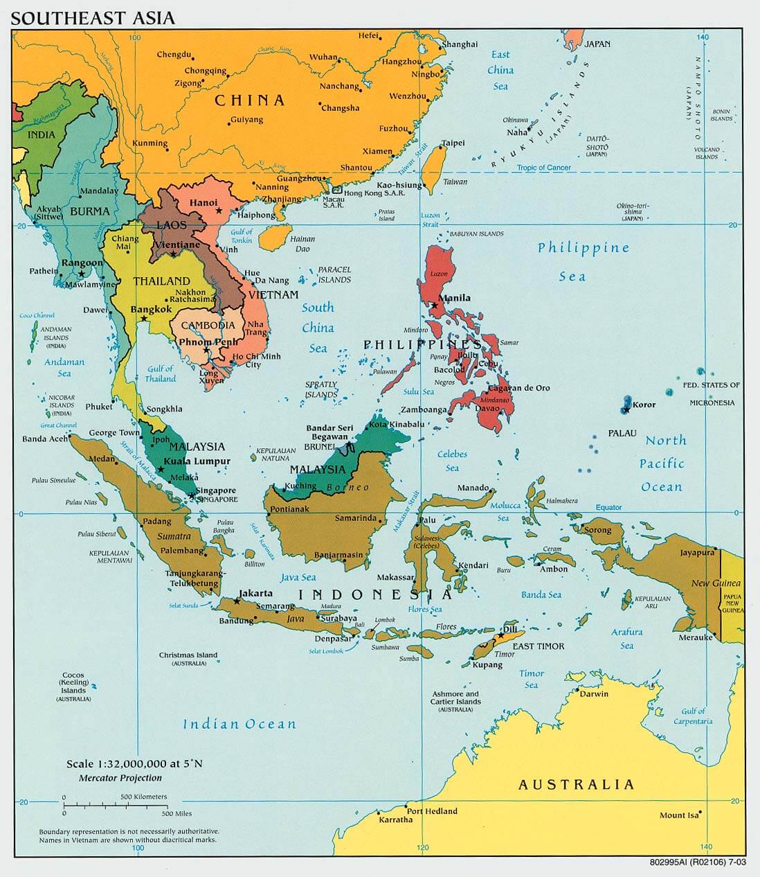 sudost asien politisch karte 2003