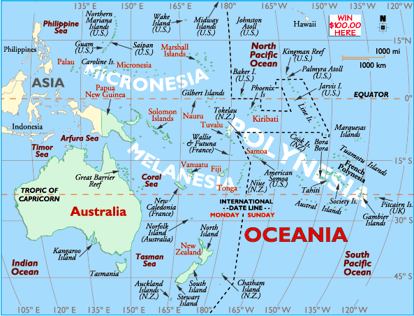 australien karte ocenia