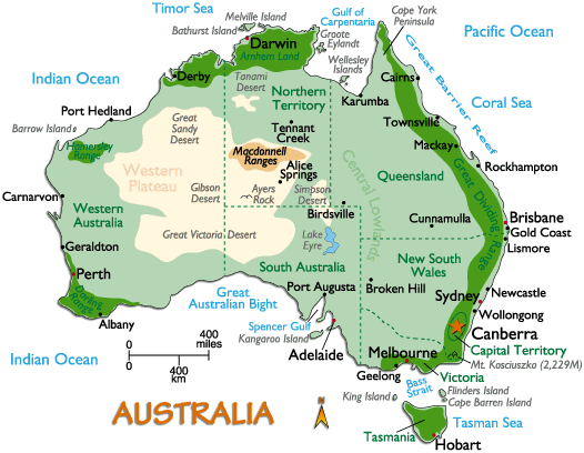 australien kontinental karte