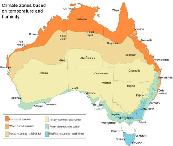 australien temperatur karte
