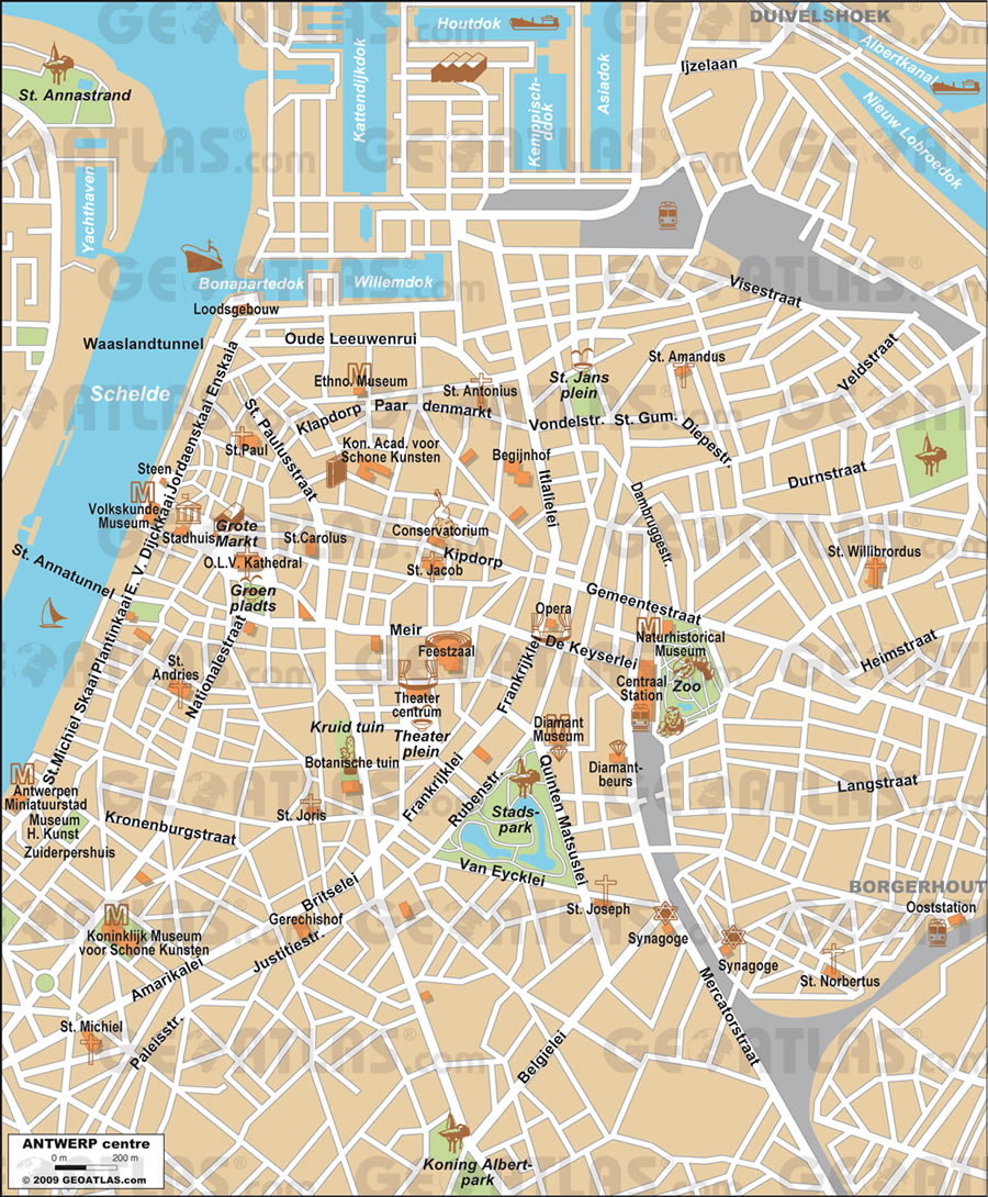 Antwerpen stadt center karte