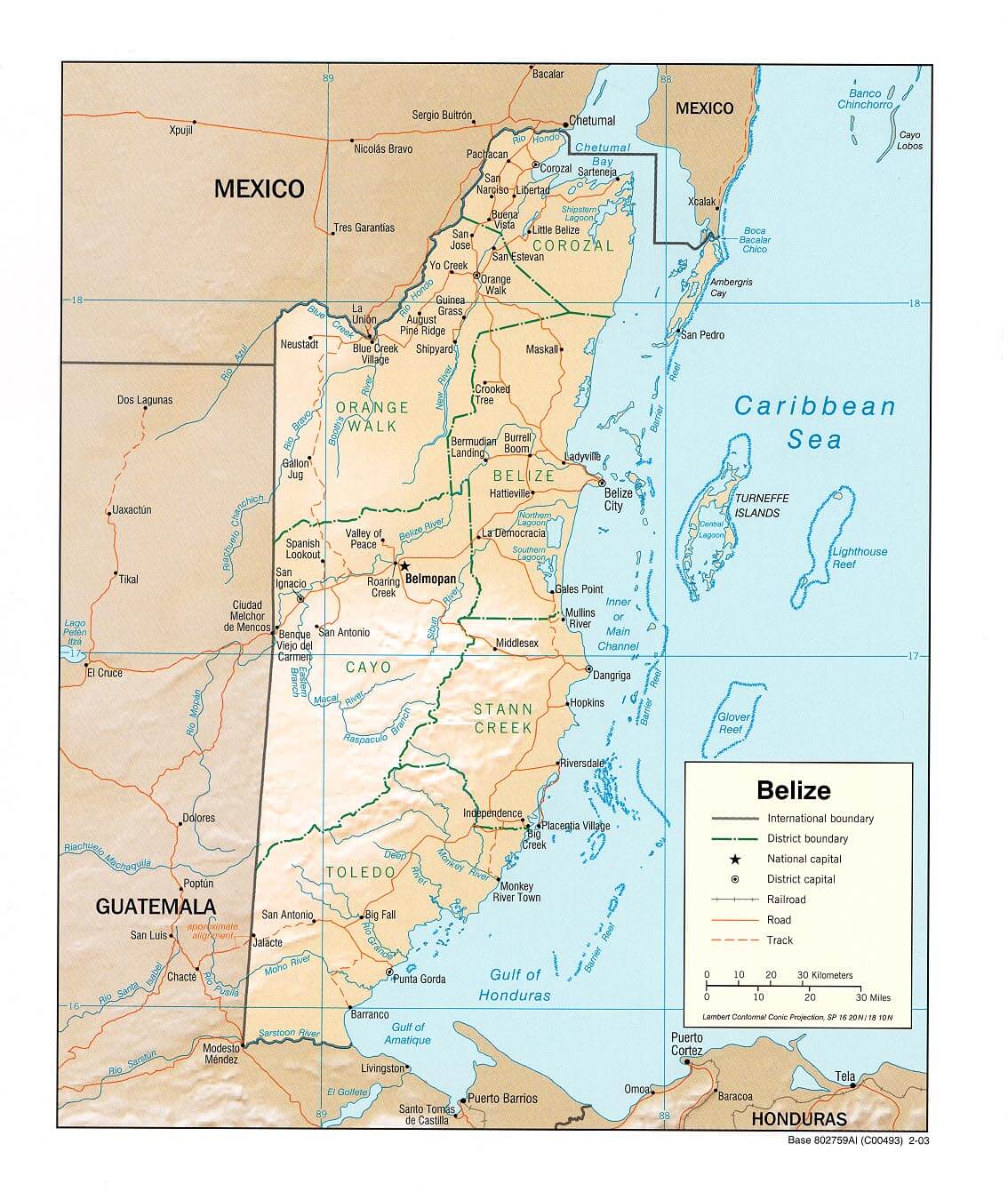 Belize linderung Map