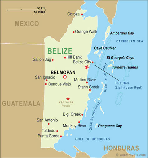 Belize stadte Map
