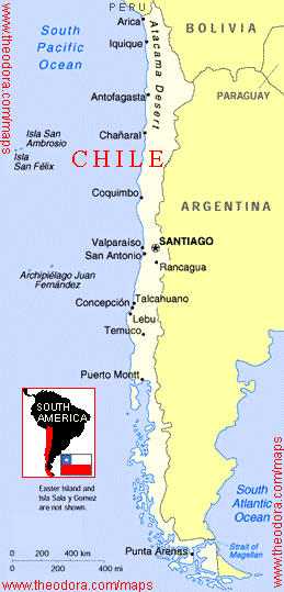 Chile Major stadte Map