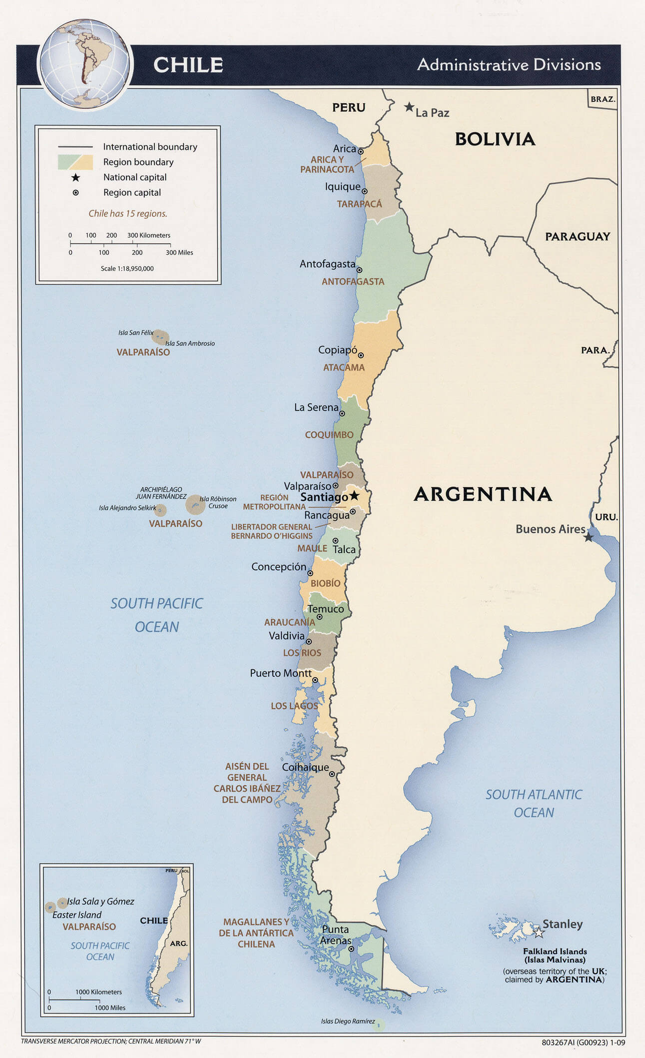 Chile politisch Map
