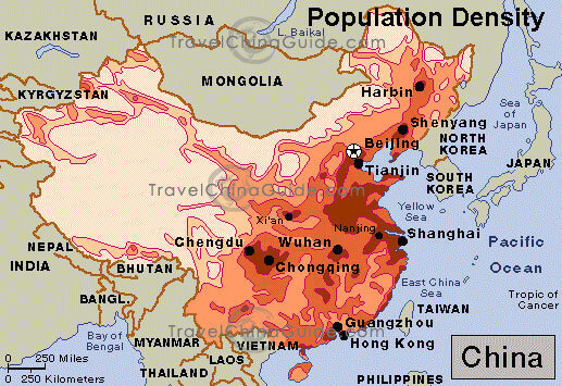 China bevolkerung Map