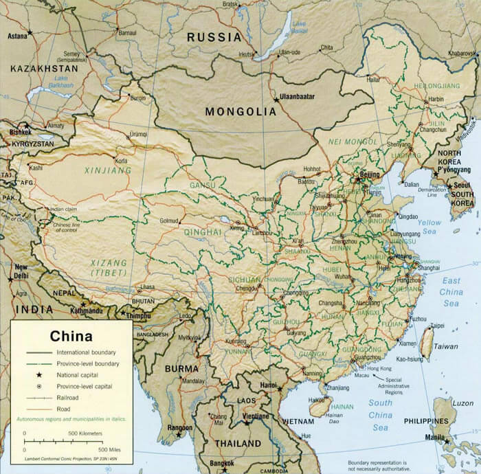 Boundary karte von China