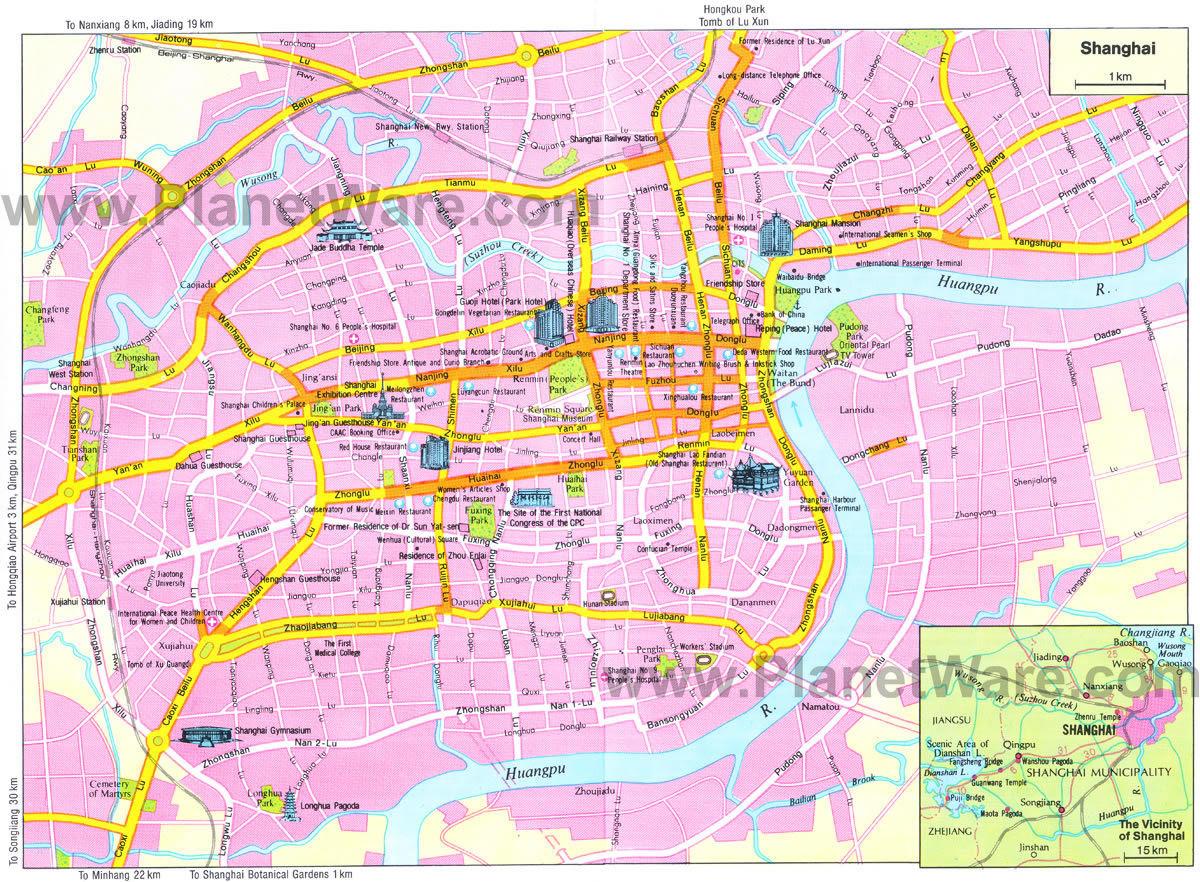 Карта шанхая с достопримечательностями