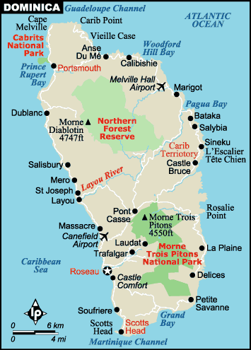 stadte karte von Dominica