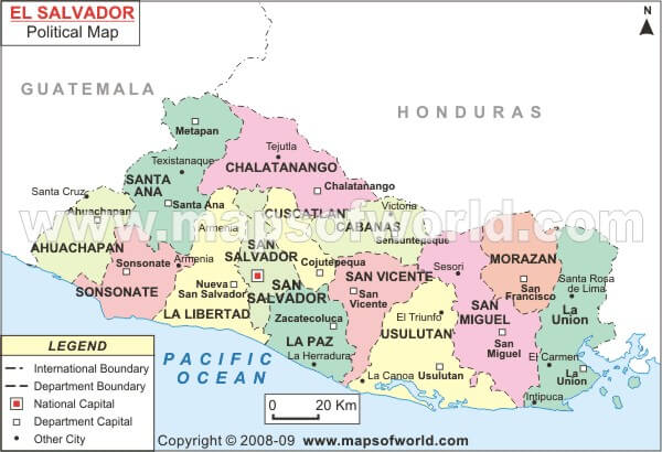 El Salvador regionen Map