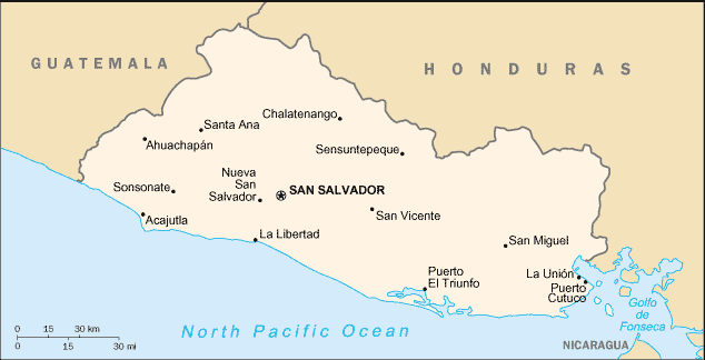 El Salvador stadte Map