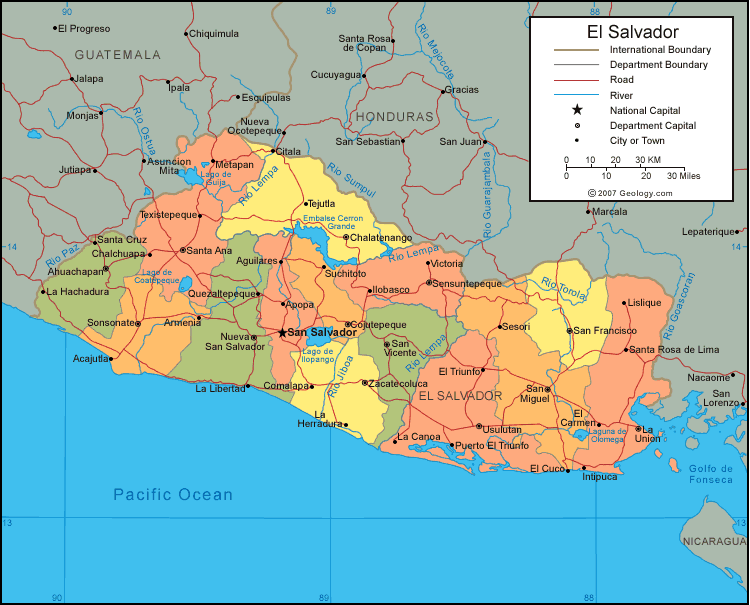politisch karte von El Salvador
