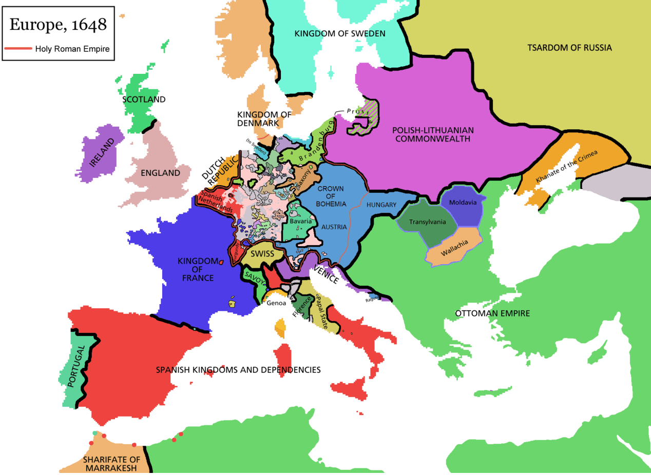 europa holy romische reich karte 1648