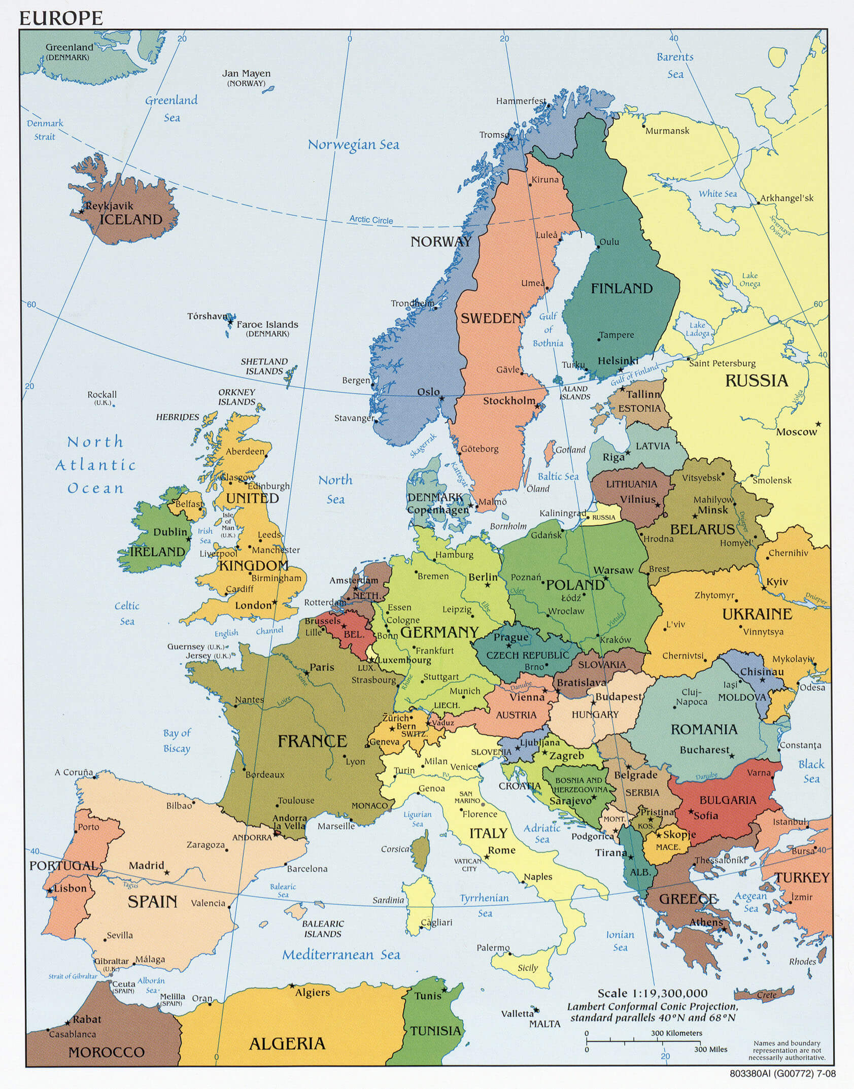 europa politisch karte 2008
