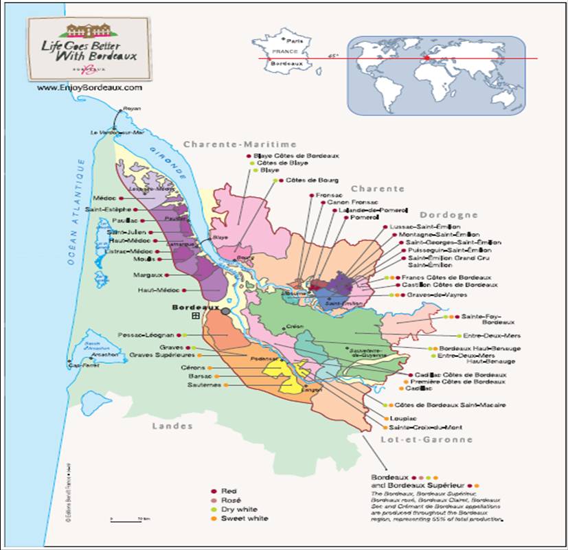 Bordeaux wine karten
