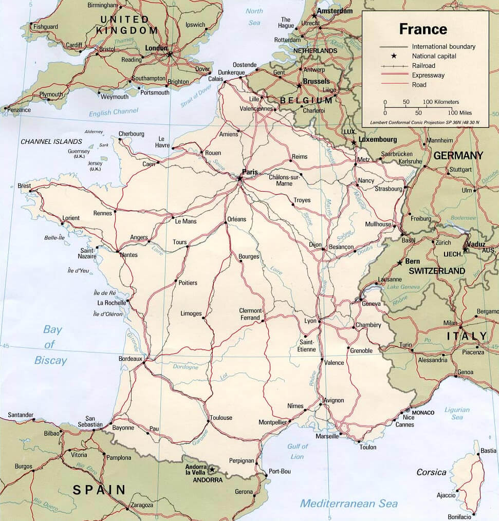 frankreich politisch karte