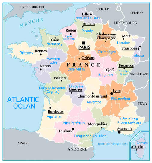 frankreich provinzen karte