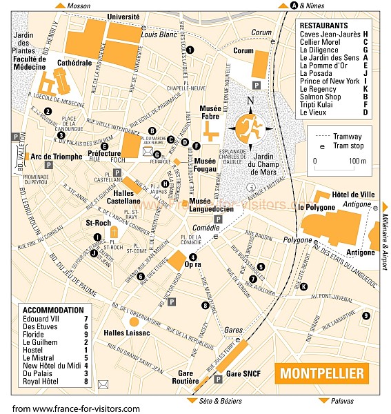 Montpellier tourist karte