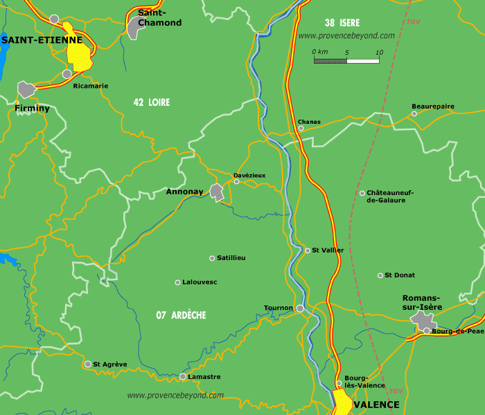 Saint Etienne regionen karte