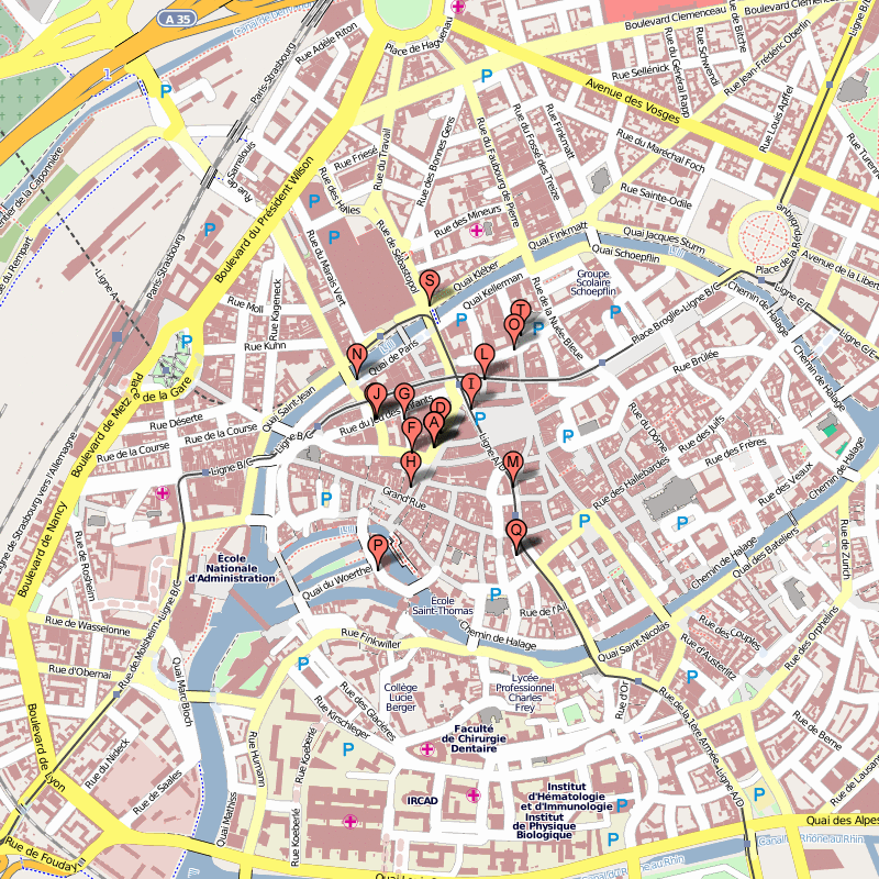 Strasbourg hotels karte