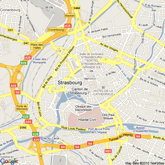 Strasbourg stadt center karte