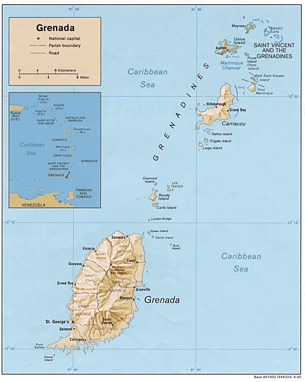 linderung karte von Grenada