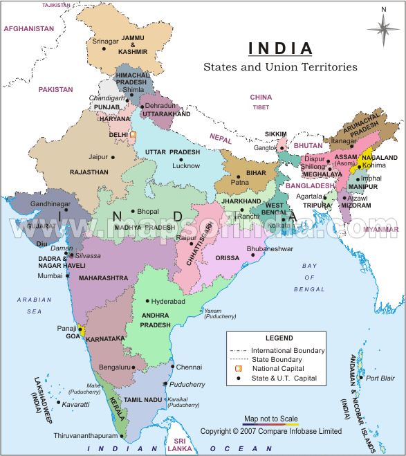 indien politisch karte
