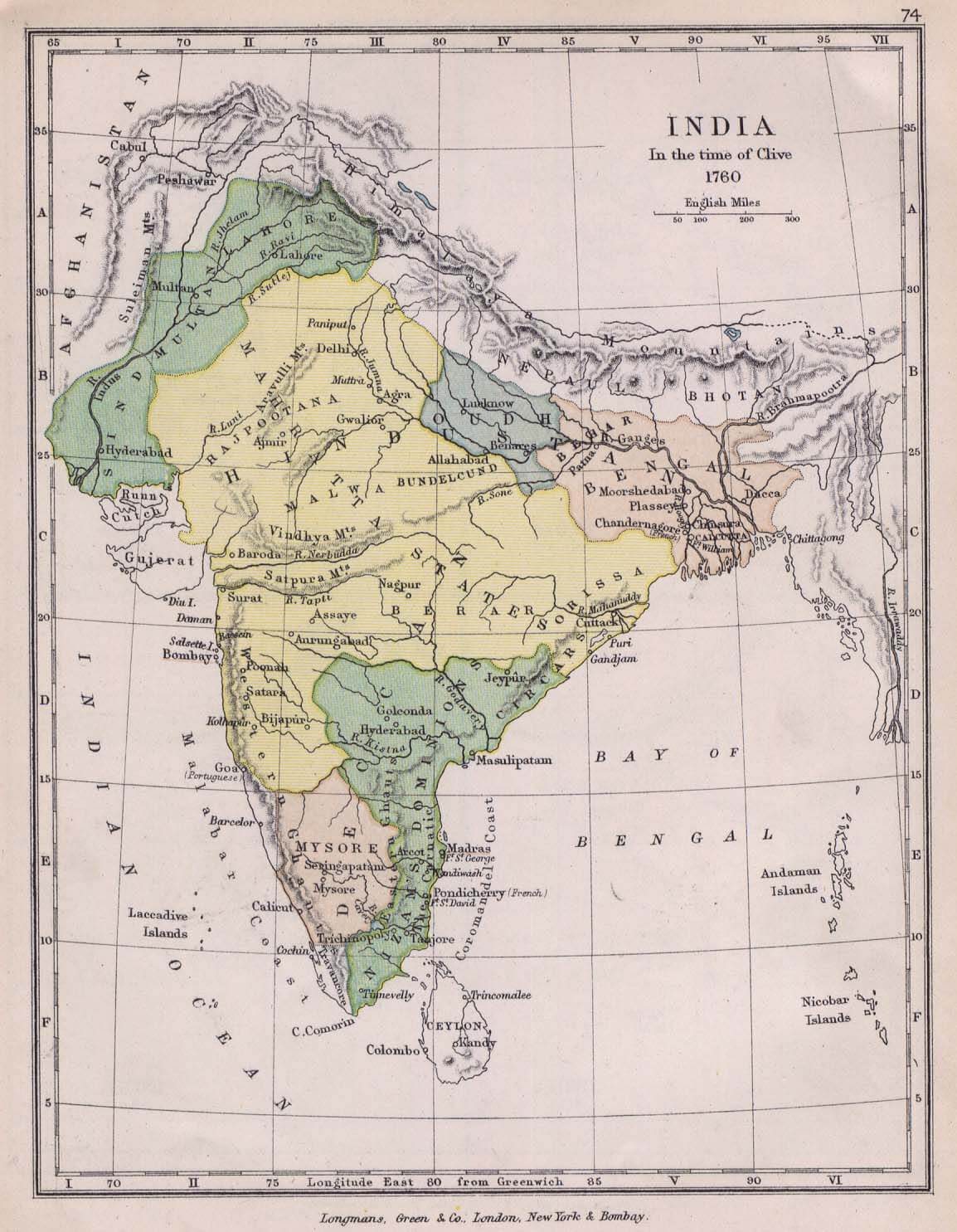 old indien karte 1760