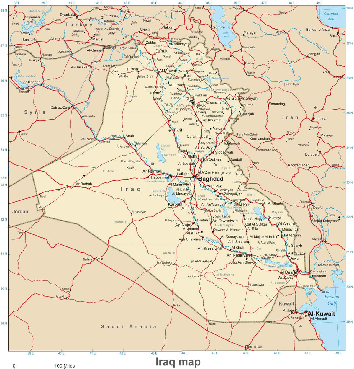 irak physikalisch karte