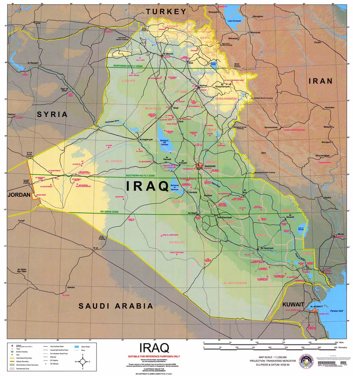 physikalisch karte von irak