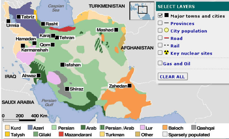 ethnic gruppen karte von iran