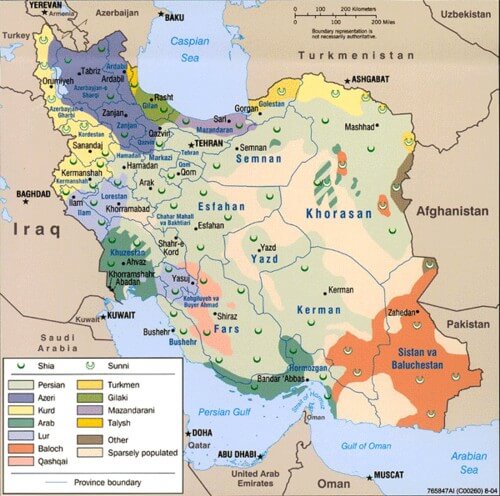 iran ethnisch gruppen karte