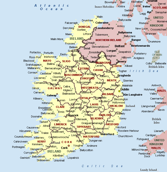 irland stadte karte